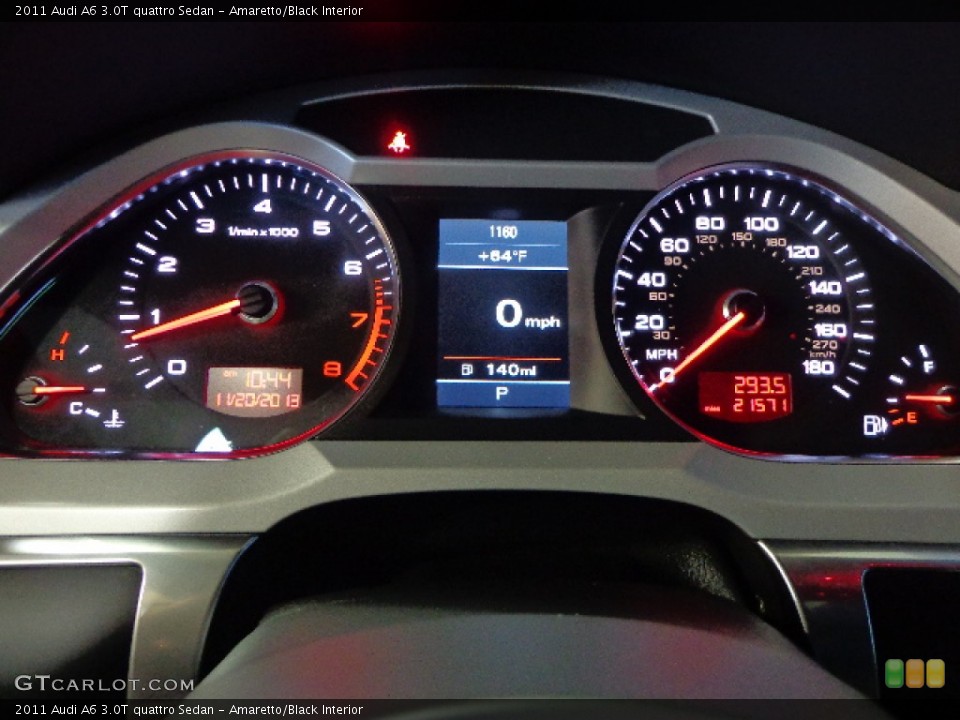 Amaretto/Black Interior Gauges for the 2011 Audi A6 3.0T quattro Sedan #88209834