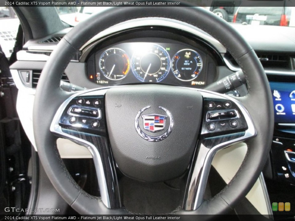 Platinum Jet Black/Light Wheat Opus Full Leather Interior Steering Wheel for the 2014 Cadillac XTS Vsport Platinum AWD #88229406