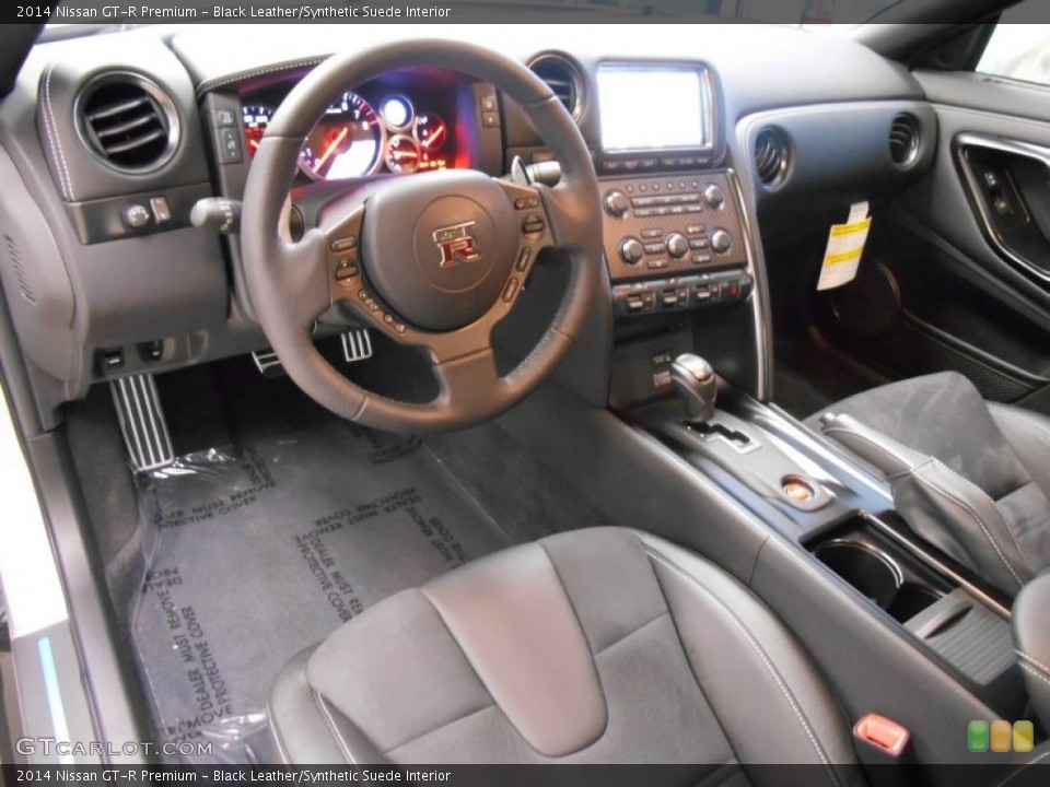 Black Leather/Synthetic Suede Interior Prime Interior for the 2014 Nissan GT-R Premium #88291188