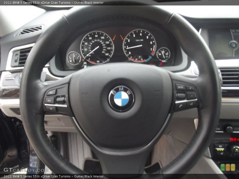 Oyster/Black Interior Steering Wheel for the 2011 BMW 5 Series 550i xDrive Gran Turismo #88297269