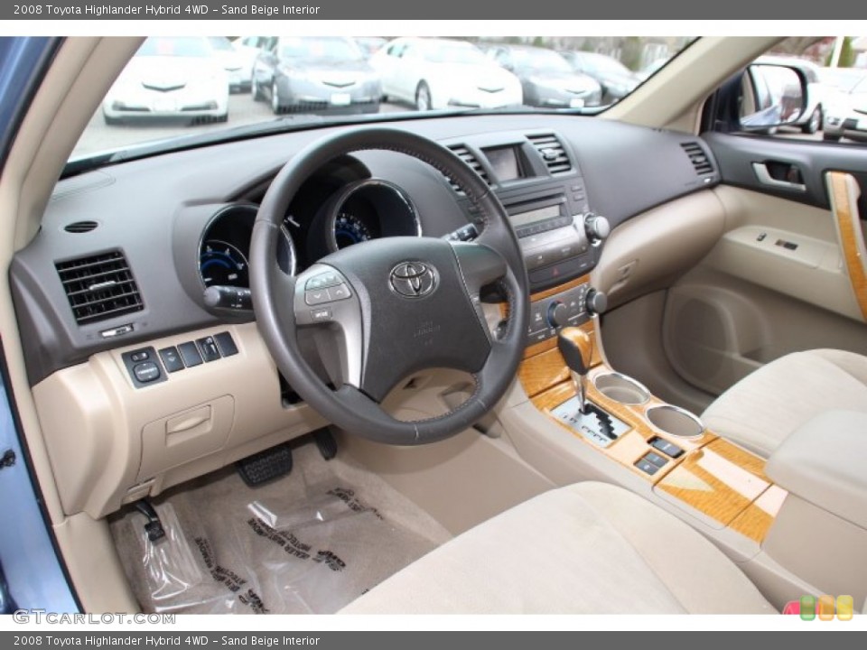 Sand Beige Interior Prime Interior for the 2008 Toyota Highlander Hybrid 4WD #88304145
