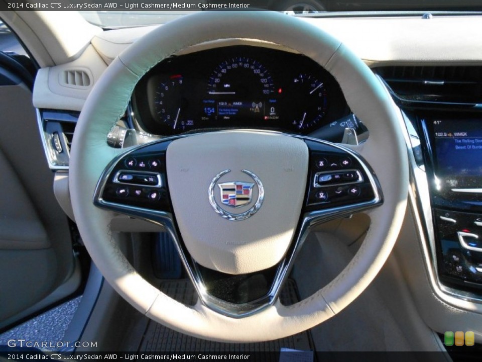 Light Cashmere/Medium Cashmere Interior Steering Wheel for the 2014 Cadillac CTS Luxury Sedan AWD #88385198