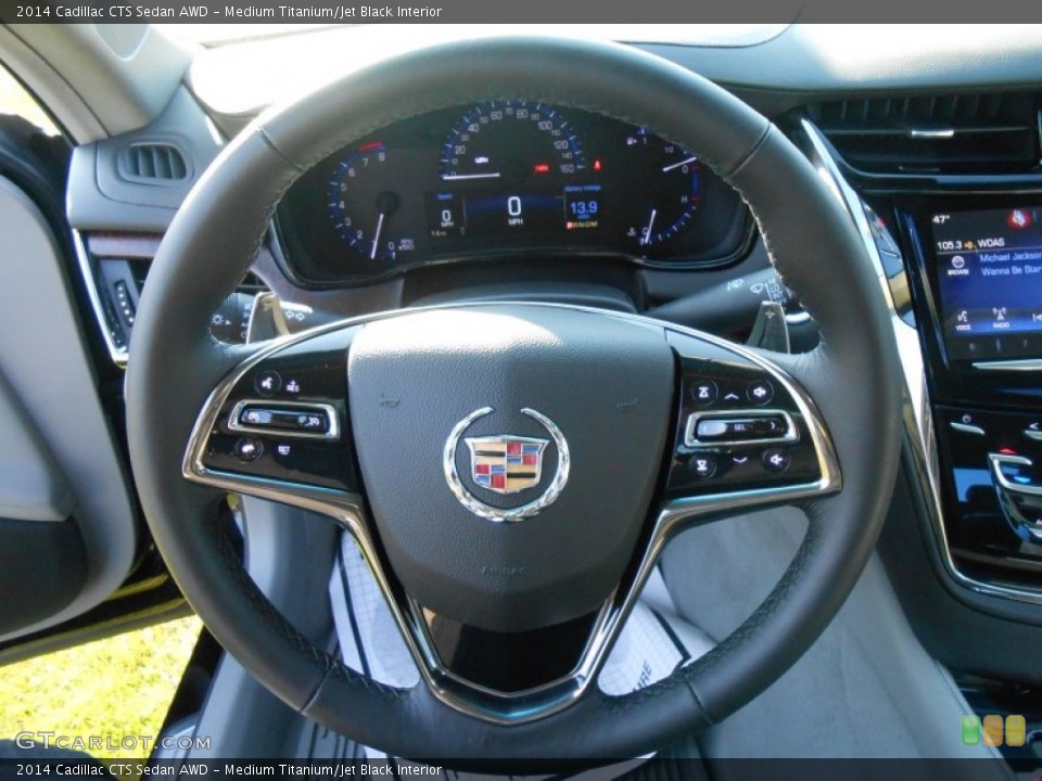 Medium Titanium/Jet Black Interior Steering Wheel for the 2014 Cadillac CTS Sedan AWD #88385858