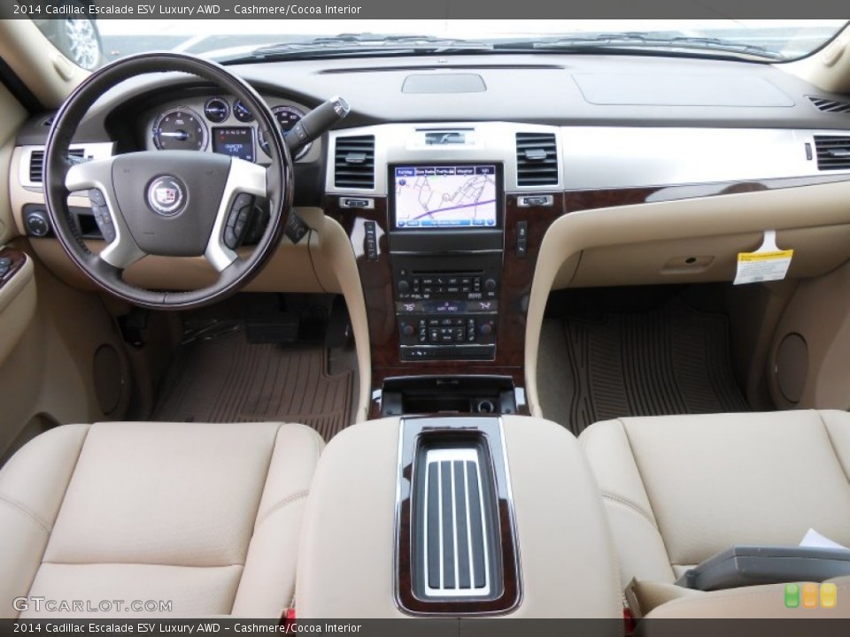 Cashmere/Cocoa Interior Dashboard for the 2014 Cadillac Escalade ESV Luxury AWD #88499160
