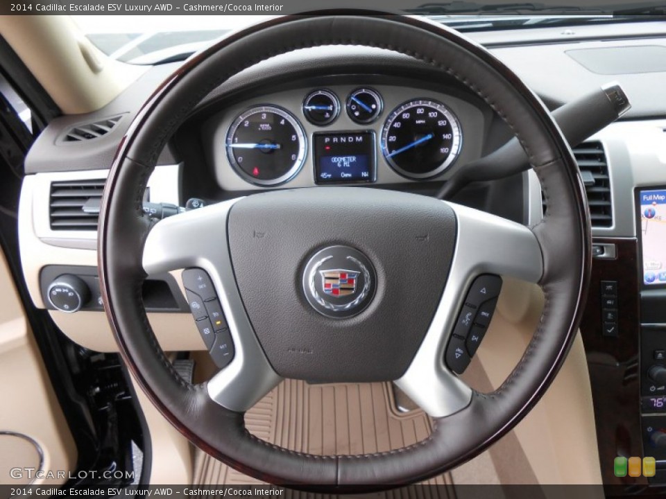 Cashmere/Cocoa Interior Steering Wheel for the 2014 Cadillac Escalade ESV Luxury AWD #88499252
