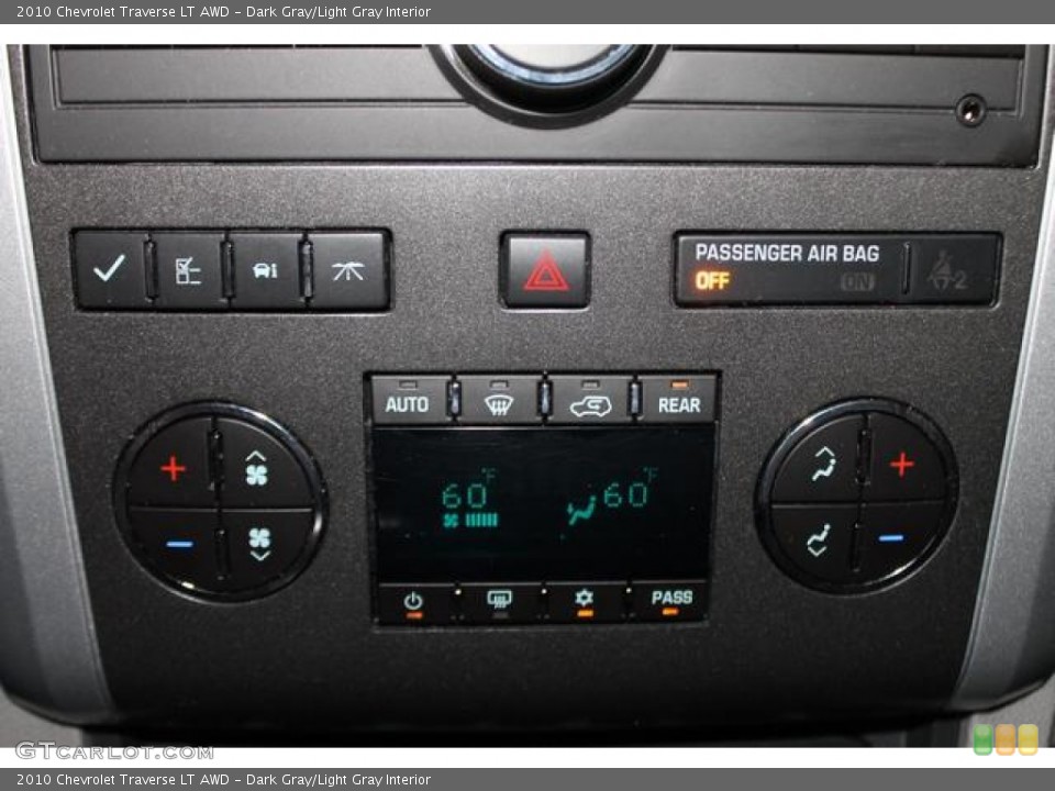 Dark Gray/Light Gray Interior Controls for the 2010 Chevrolet Traverse LT AWD #88519926