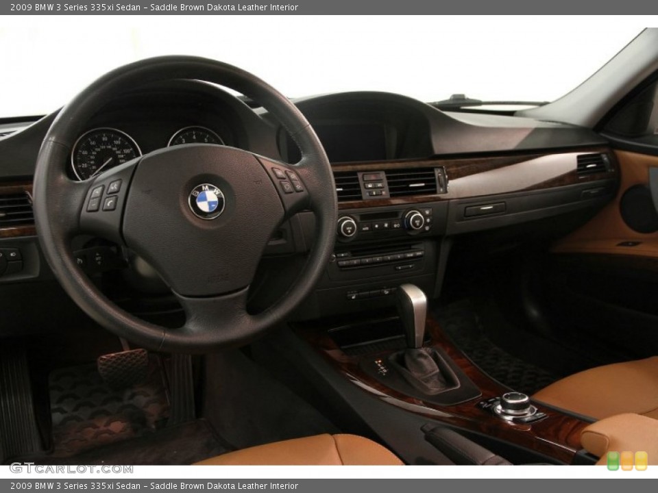 Saddle Brown Dakota Leather Interior Dashboard for the 2009 BMW 3 Series 335xi Sedan #88525689