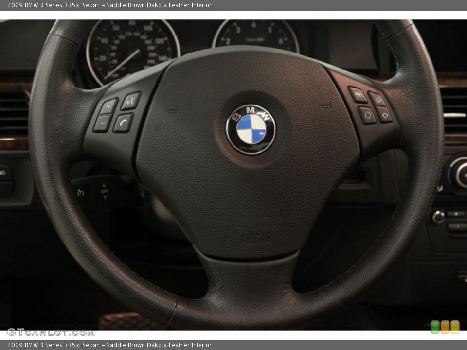 Saddle Brown Dakota Leather Interior Steering Wheel for the 2009 BMW 3 Series 335xi Sedan #88525701