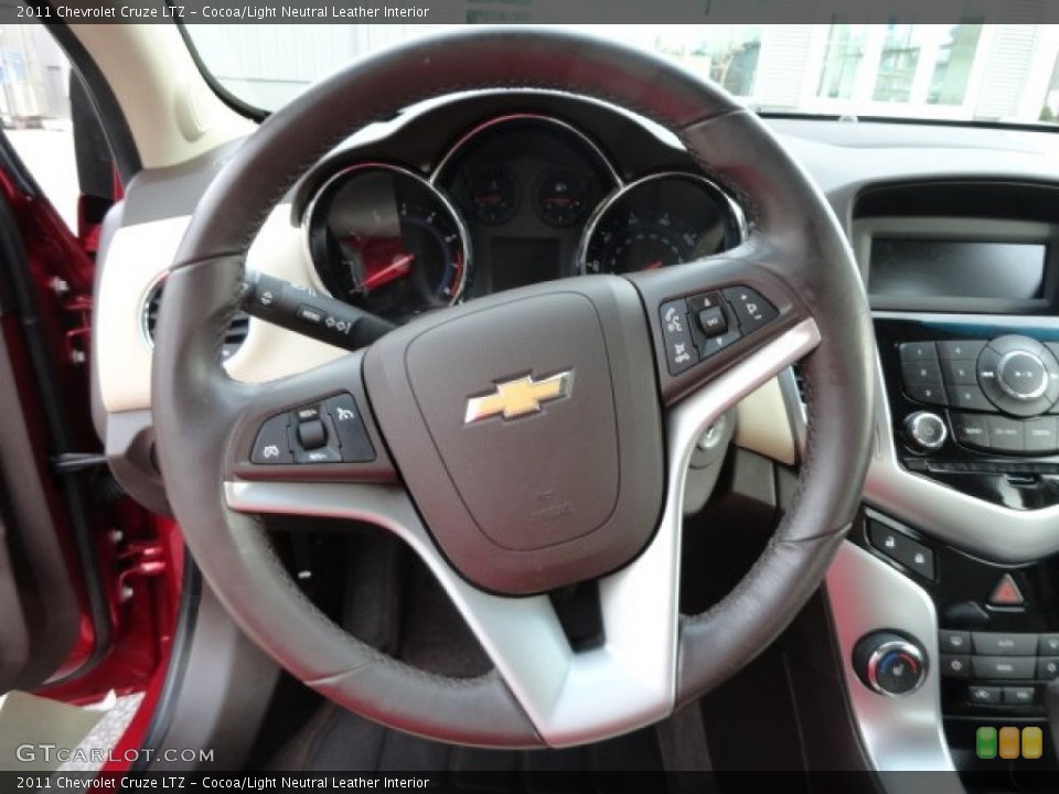Cocoa/Light Neutral Leather Interior Steering Wheel for the 2011 Chevrolet Cruze LTZ #88527108