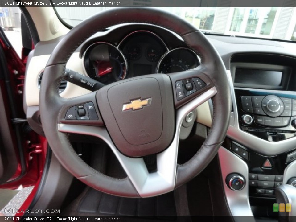 Cocoa/Light Neutral Leather Interior Steering Wheel for the 2011 Chevrolet Cruze LTZ #88527135