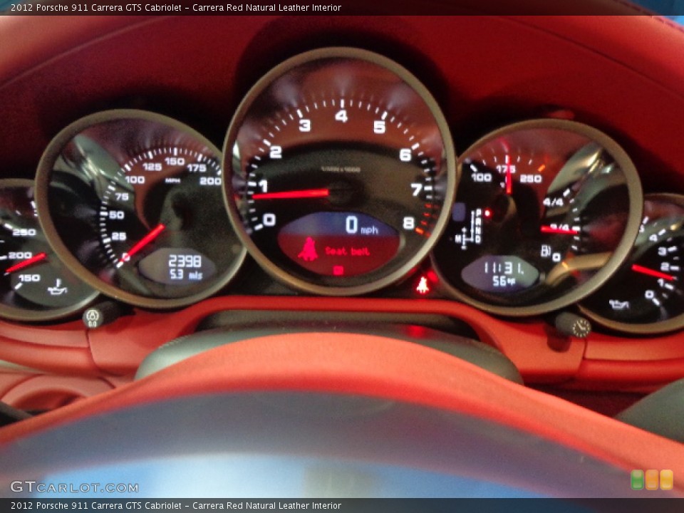 Carrera Red Natural Leather Interior Gauges for the 2012 Porsche 911 Carrera GTS Cabriolet #88553478