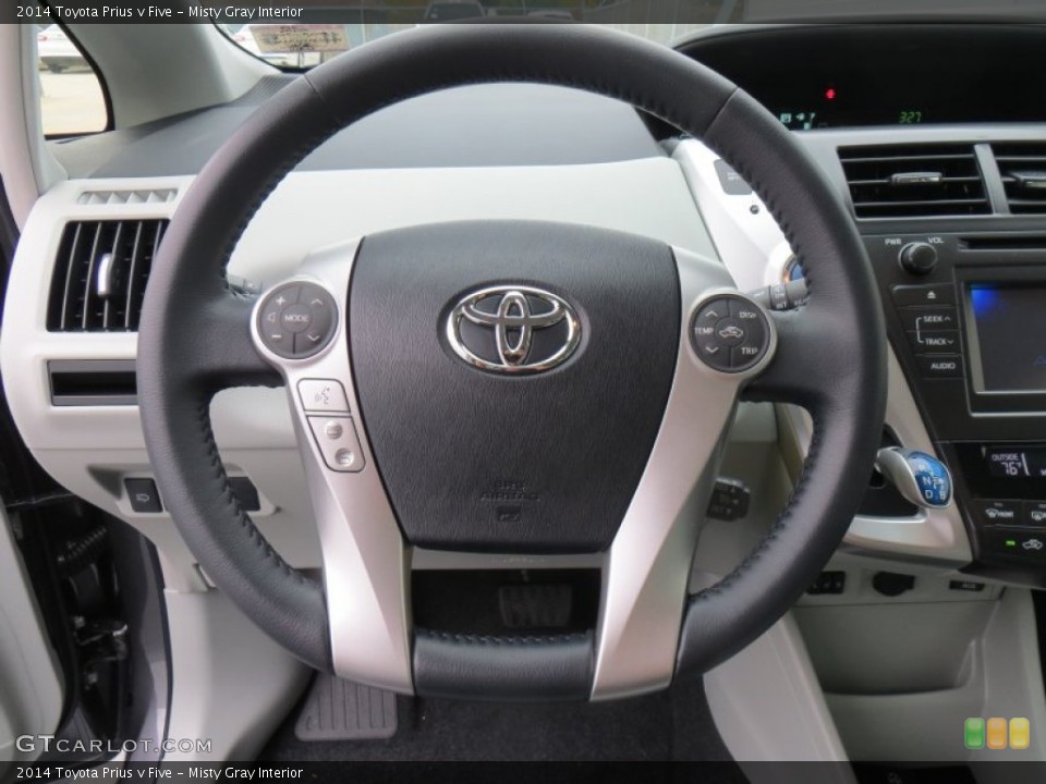 Misty Gray Interior Steering Wheel for the 2014 Toyota Prius v Five #88565447