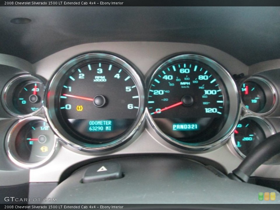 Ebony Interior Gauges for the 2008 Chevrolet Silverado 1500 LT Extended Cab 4x4 #88583632