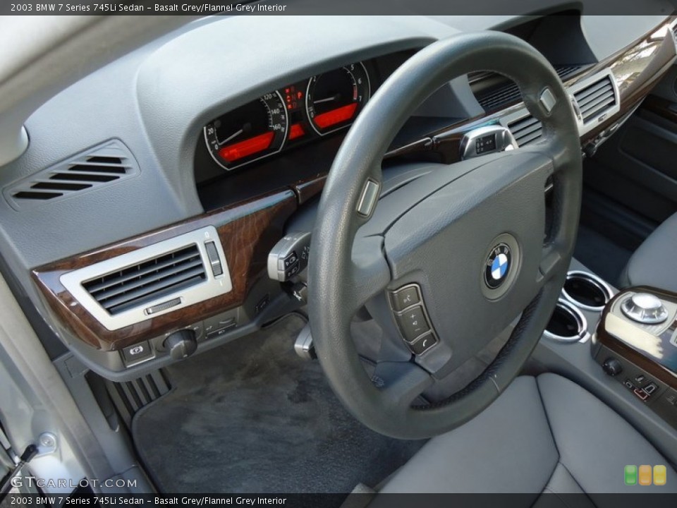 Basalt Grey/Flannel Grey Interior Steering Wheel for the 2003 BMW 7 Series 745Li Sedan #88593337