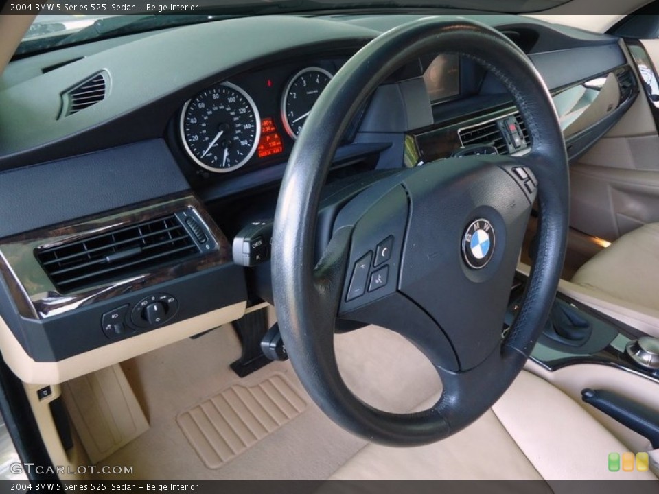 Beige Interior Steering Wheel for the 2004 BMW 5 Series 525i Sedan #88619275