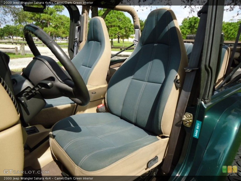 Camel/Dark Green Interior Front Seat for the 2000 Jeep Wrangler Sahara 4x4 #88623001