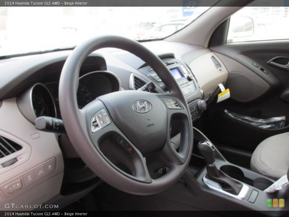 Beige Interior Steering Wheel for the 2014 Hyundai Tucson GLS AWD #88753557
