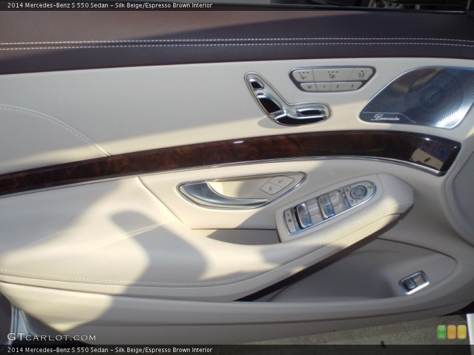 Silk Beige/Espresso Brown Interior Door Panel for the 2014 Mercedes-Benz S 550 Sedan #88757742