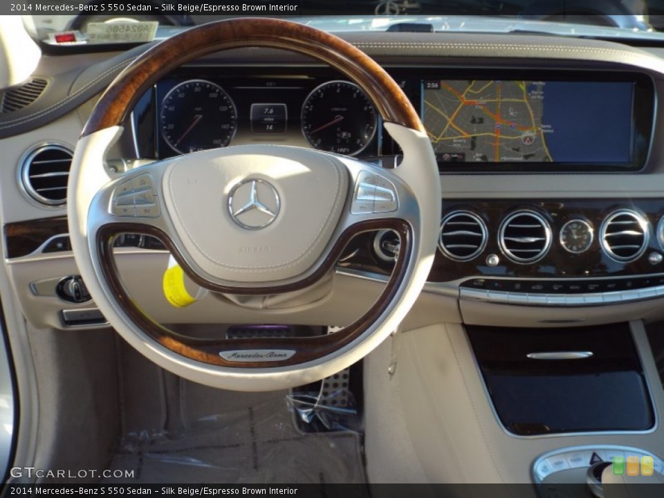 Silk Beige/Espresso Brown Interior Steering Wheel for the 2014 Mercedes-Benz S 550 Sedan #88757826
