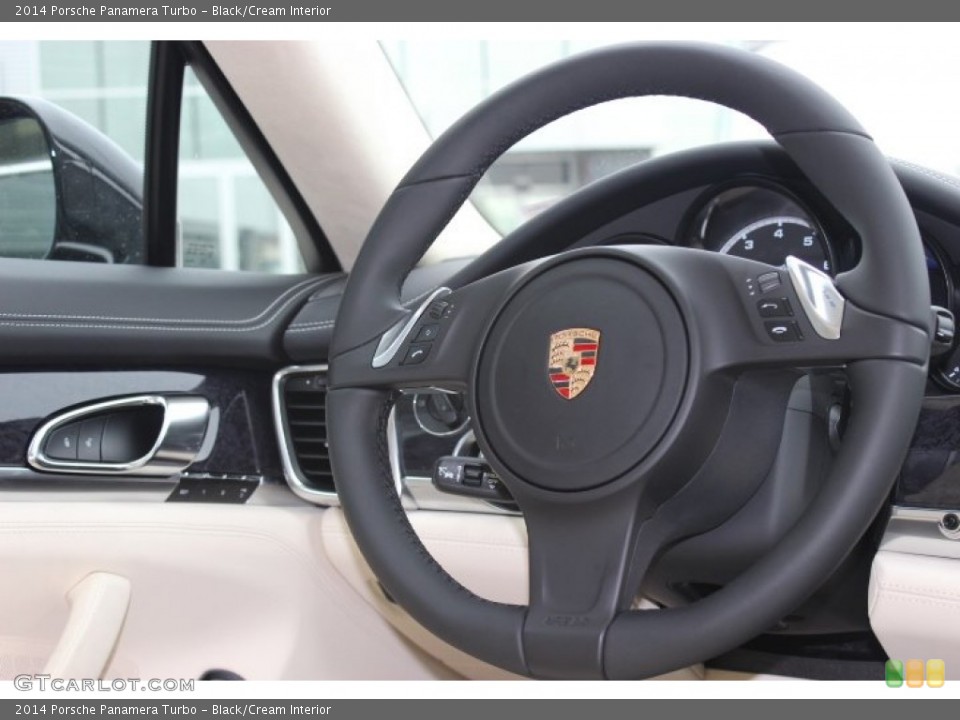 Black/Cream Interior Steering Wheel for the 2014 Porsche Panamera Turbo #88759746
