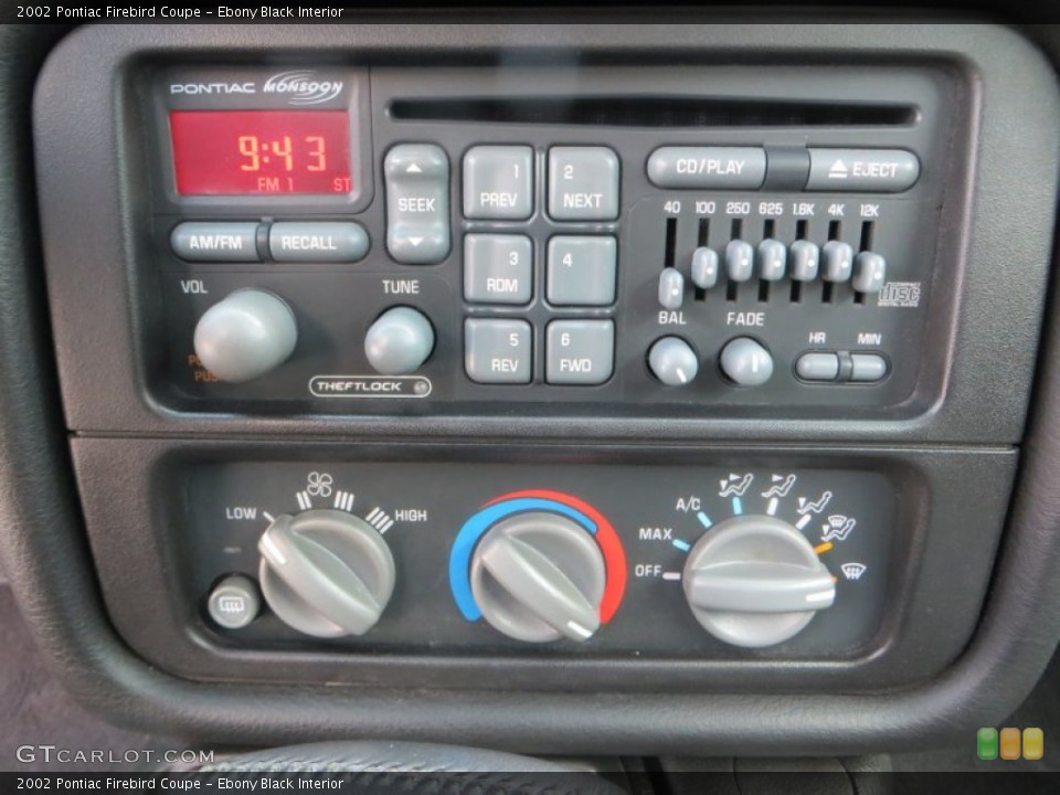 Ebony Black Interior Controls for the 2002 Pontiac Firebird Coupe #88772171