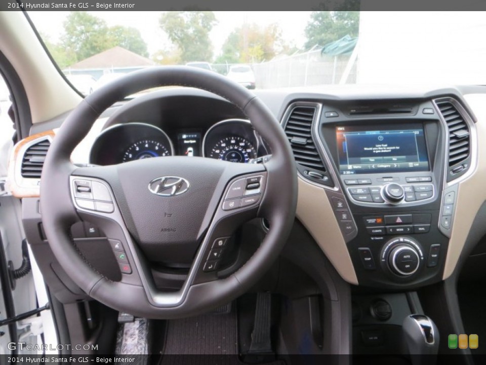 Beige Interior Dashboard for the 2014 Hyundai Santa Fe GLS #88773089