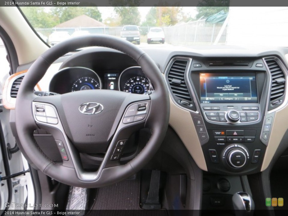 Beige Interior Dashboard for the 2014 Hyundai Santa Fe GLS #88773111