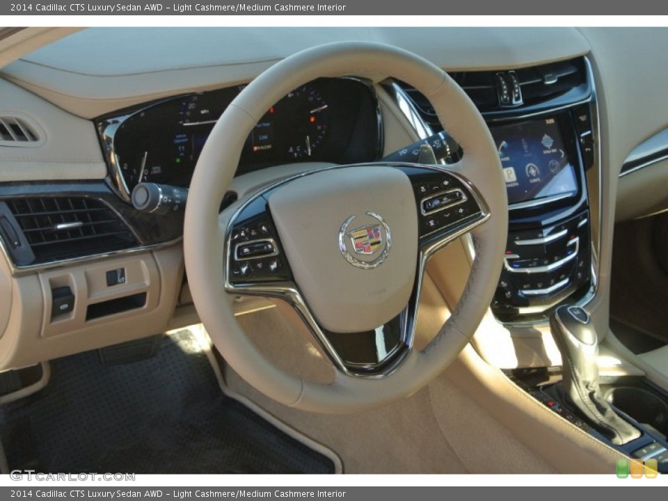 Light Cashmere/Medium Cashmere Interior Steering Wheel for the 2014 Cadillac CTS Luxury Sedan AWD #88776179