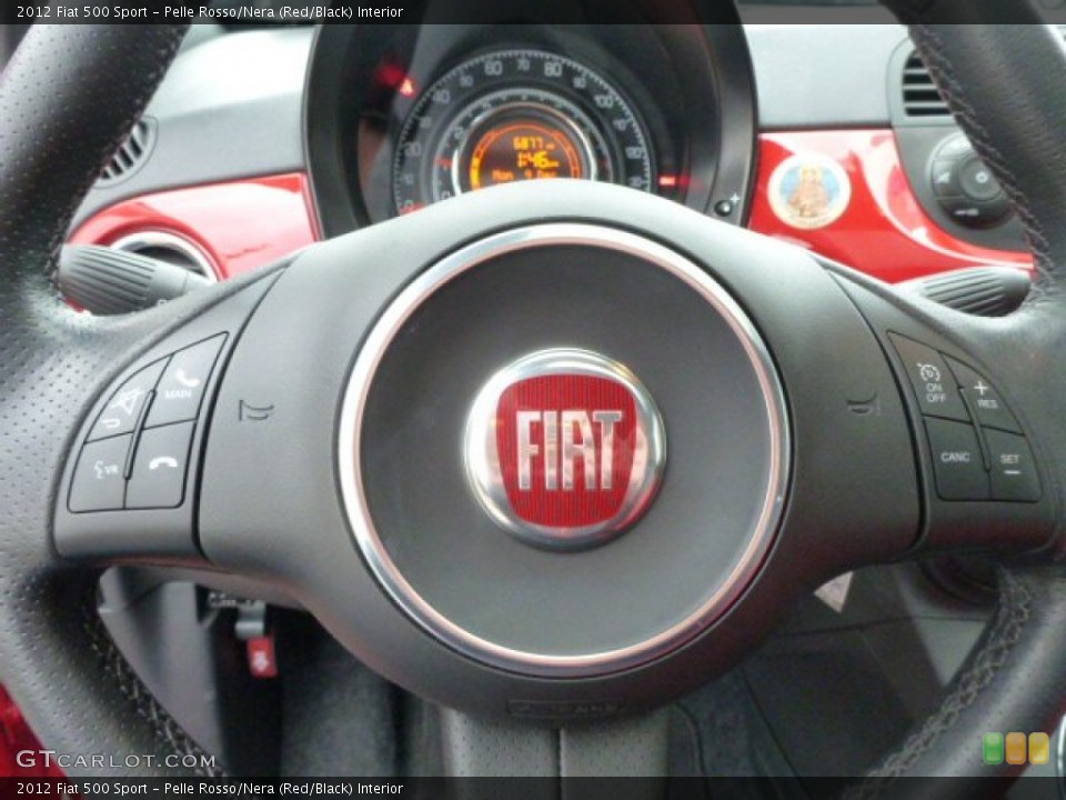 Pelle Rosso/Nera (Red/Black) Interior Controls for the 2012 Fiat 500 Sport #88838584