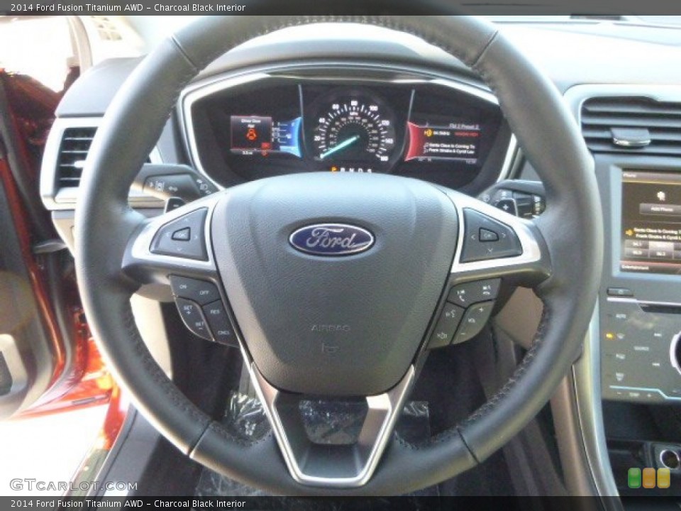 Charcoal Black Interior Steering Wheel for the 2014 Ford Fusion Titanium AWD #88840396
