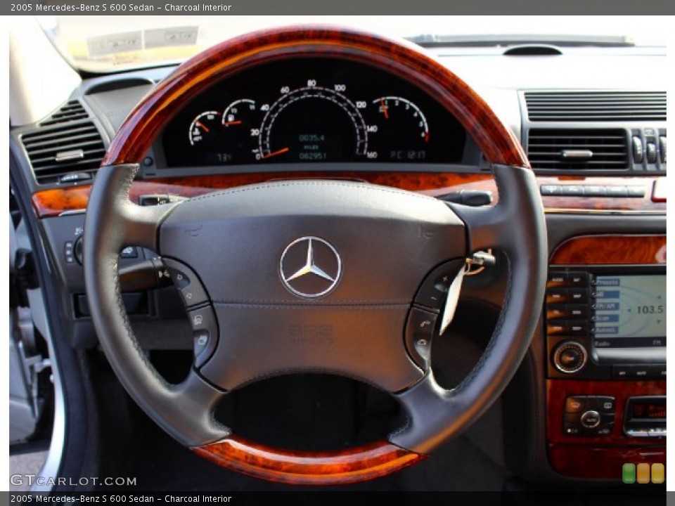 Charcoal Interior Steering Wheel for the 2005 Mercedes-Benz S 600 Sedan #88854700