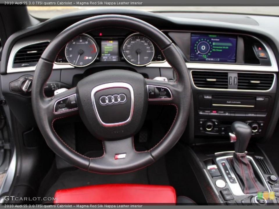 Magma Red Silk Nappa Leather Interior Steering Wheel for the 2010 Audi S5 3.0 TFSI quattro Cabriolet #88860694