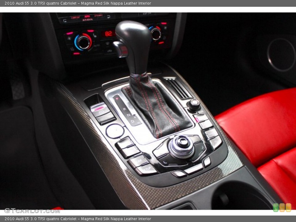 Magma Red Silk Nappa Leather Interior Transmission for the 2010 Audi S5 3.0 TFSI quattro Cabriolet #88860751