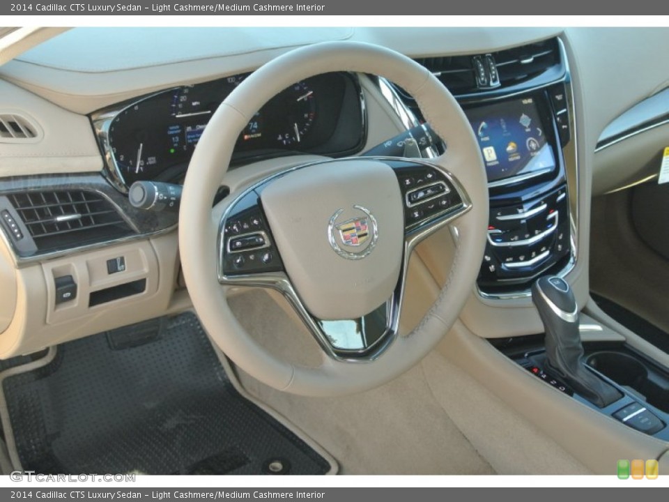 Light Cashmere/Medium Cashmere Interior Steering Wheel for the 2014 Cadillac CTS Luxury Sedan #88936922