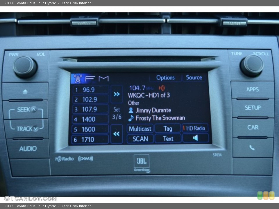 Dark Gray Interior Controls for the 2014 Toyota Prius Four Hybrid #88979369