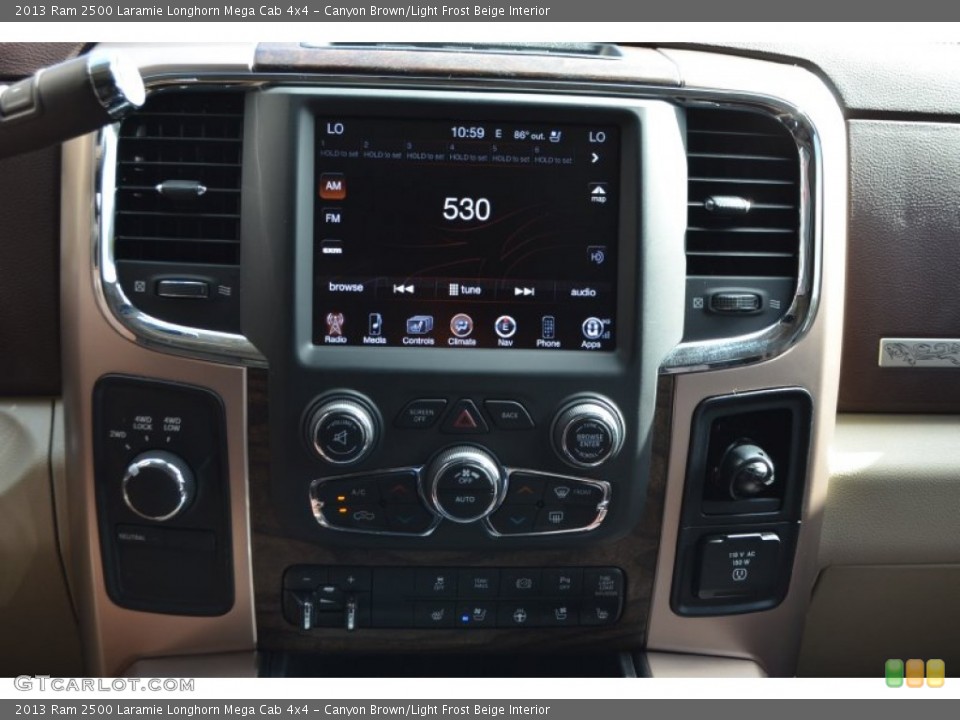 Canyon Brown/Light Frost Beige Interior Controls for the 2013 Ram 2500 Laramie Longhorn Mega Cab 4x4 #89068769