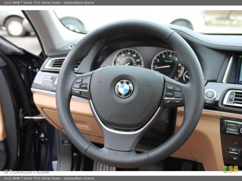 Saddle/Black Interior Steering Wheel for the 2013 BMW 7 Series 750i xDrive Sedan #89083597
