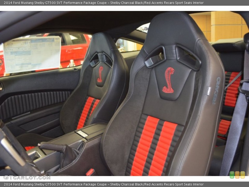 Shelby Charcoal Black/Red Accents Recaro Sport Seats Interior Front Seat for the 2014 Ford Mustang Shelby GT500 SVT Performance Package Coupe #89084678