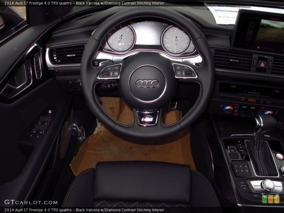 Black Valcona w/Diamond Contrast Stitching Interior Steering Wheel for the 2014 Audi S7 Prestige 4.0 TFSI quattro #89113994