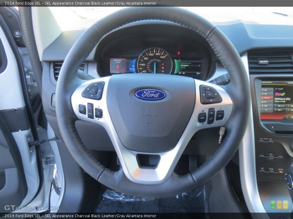 SEL Appearance Charcoal Black Leather/Gray Alcantara Interior Steering Wheel for the 2014 Ford Edge SEL #89145774
