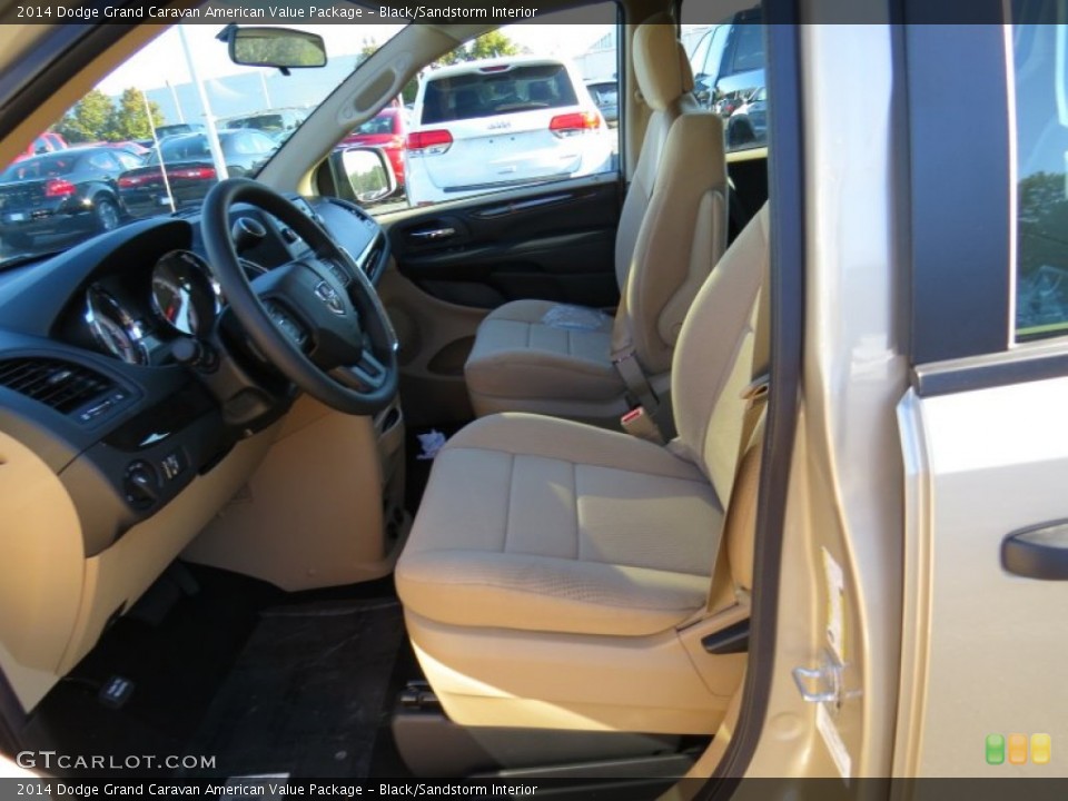 Black/Sandstorm Interior Front Seat for the 2014 Dodge Grand Caravan American Value Package #89148423