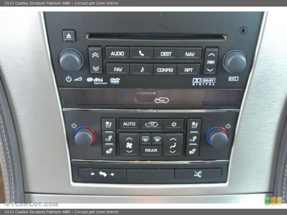 Cocoa/Light Linen Interior Controls for the 2013 Cadillac Escalade Platinum AWD #89152608