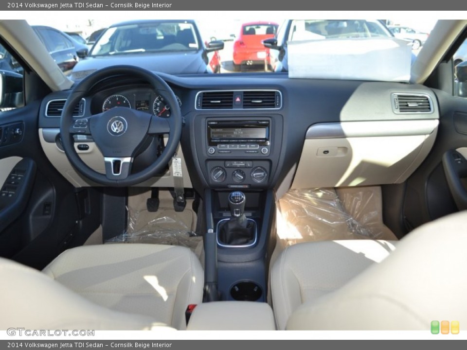 Cornsilk Beige Interior Dashboard for the 2014 Volkswagen Jetta TDI Sedan #89172777