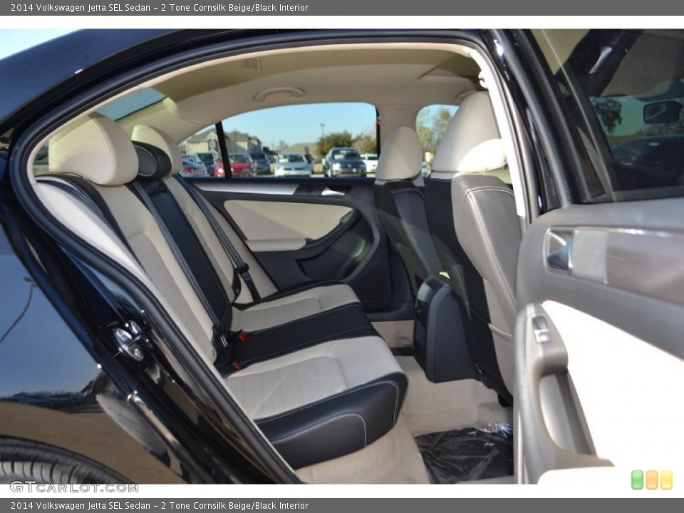 2 Tone Cornsilk Beige/Black Interior Rear Seat for the 2014 Volkswagen Jetta SEL Sedan #89173471