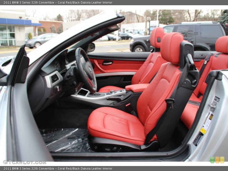 Coral Red/Black Dakota Leather Interior Front Seat for the 2011 BMW 3 Series 328i Convertible #89311415