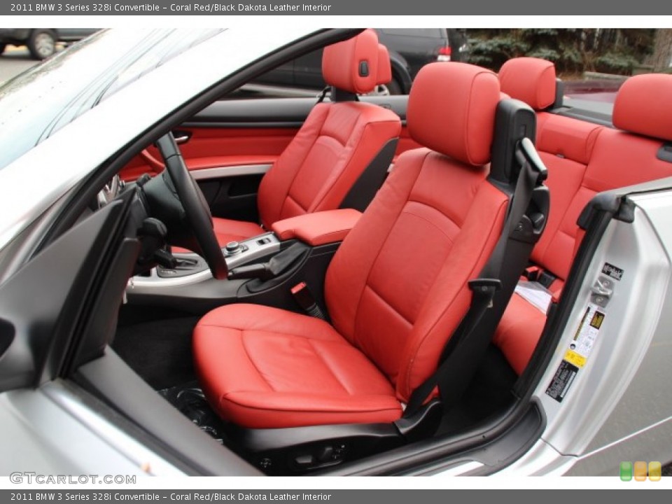 Coral Red/Black Dakota Leather Interior Front Seat for the 2011 BMW 3 Series 328i Convertible #89311436