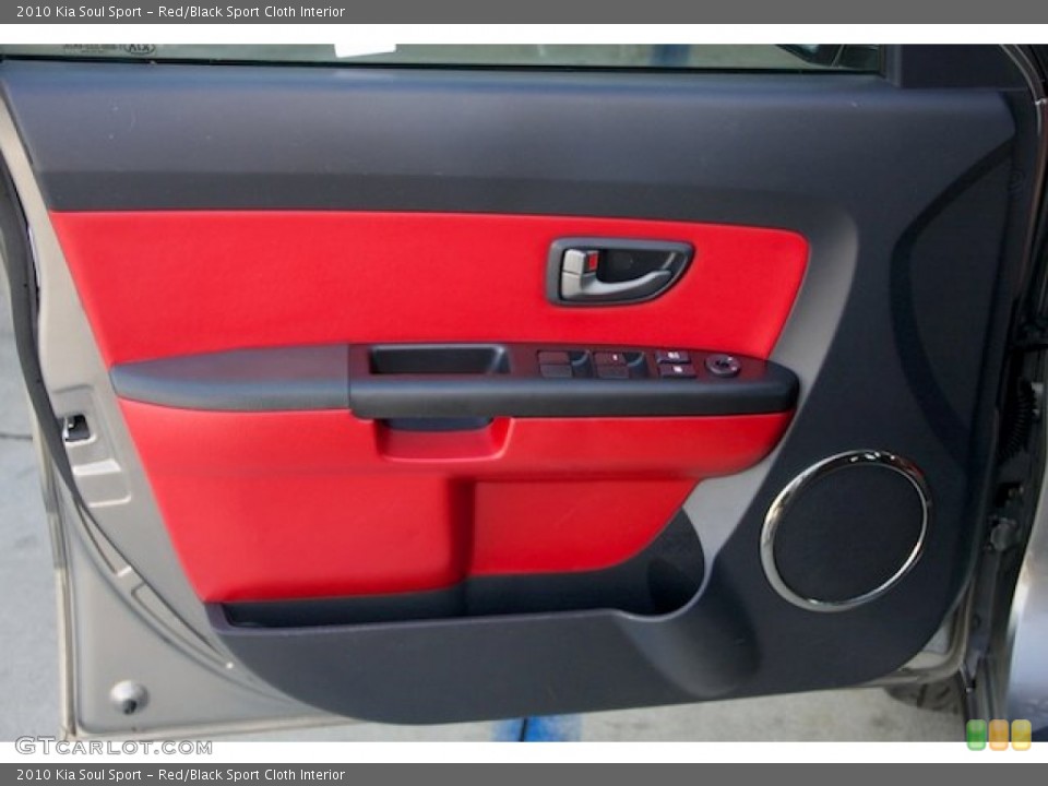 Red/Black Sport Cloth Interior Door Panel for the 2010 Kia Soul Sport #89361405