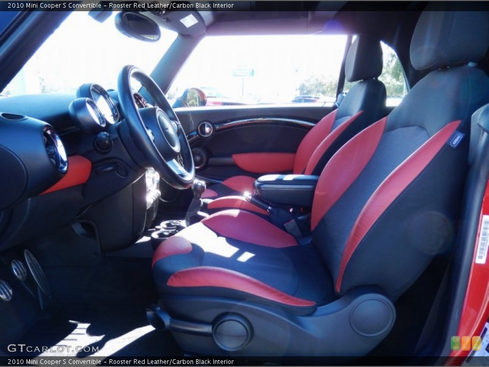 Rooster Red Leather/Carbon Black Interior Front Seat for the 2010 Mini Cooper S Convertible #89396251