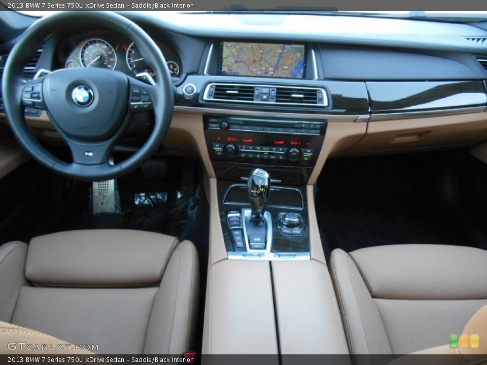 Saddle/Black Interior Dashboard for the 2013 BMW 7 Series 750Li xDrive Sedan #89499025