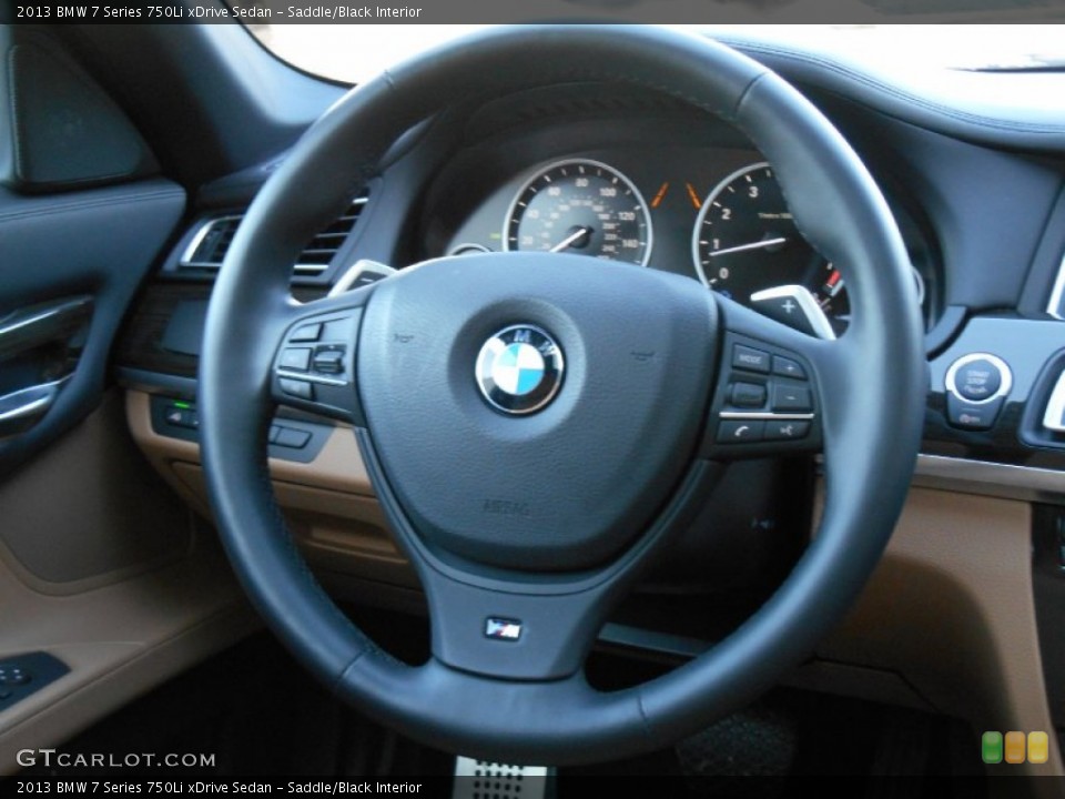 Saddle/Black Interior Steering Wheel for the 2013 BMW 7 Series 750Li xDrive Sedan #89499088